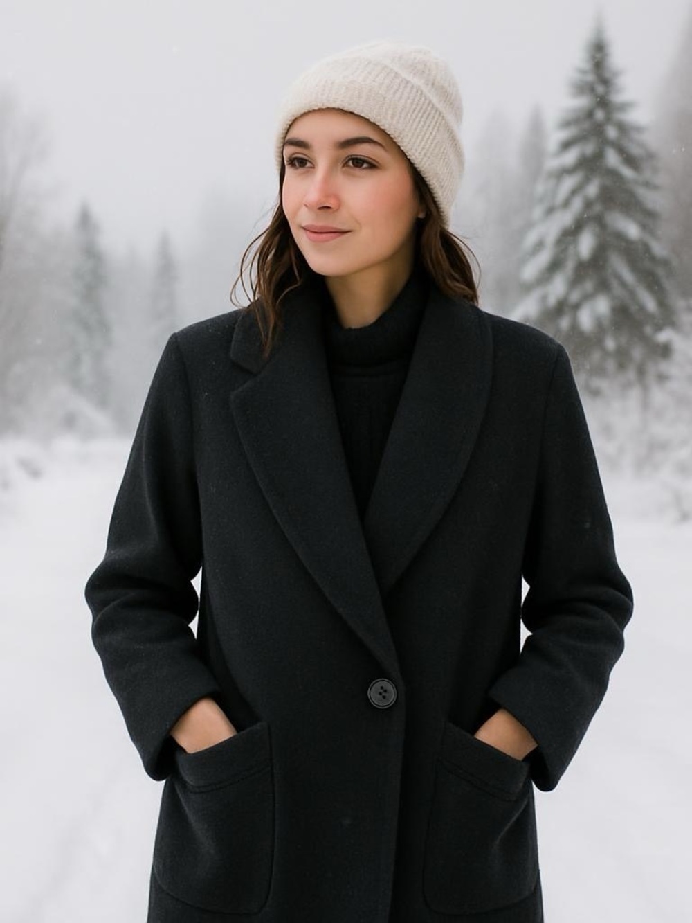 Vintage Pavilion Petite Shawl Collar Black Coat Wool size 14